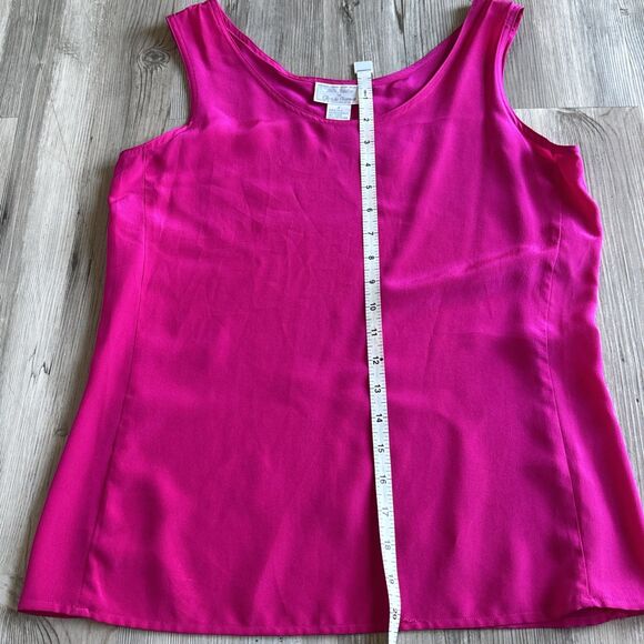 SILK STUDIO By Claude Bennett Fuchsia Top 100% Silk Size 4 - Picture 3 of 6